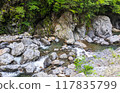 一條美麗的河流在岩石之間流過 117835799