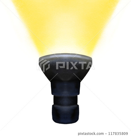 Flashlight, electrical torch light on transparent background crayon illustration 117835809