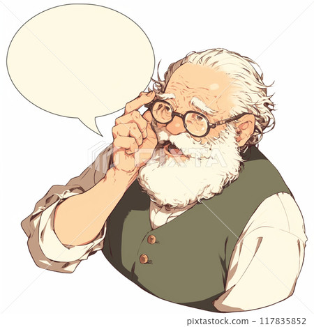 Senior man wearing glasses thinking and speech bubble 117835852