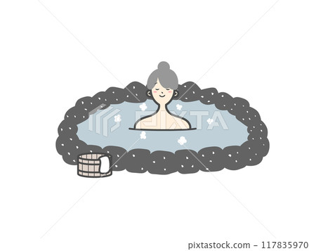 一個女人進入溫泉 117835970