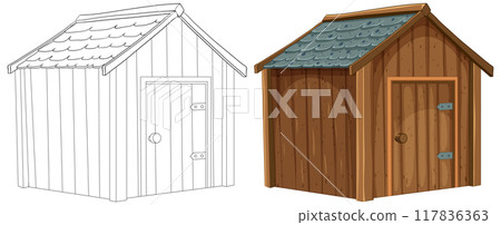 Wooden House Vector Illustration Wooden House Vector Illustration 117836363