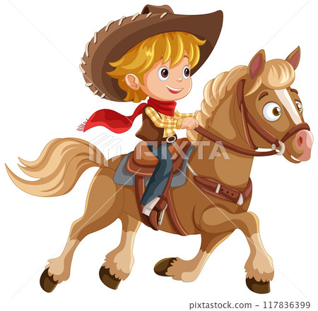 Cowboy Riding a Horse 117836399