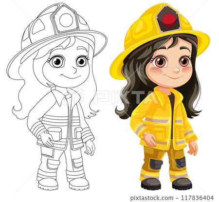 Young Girl Firefighter Illustration Young Girl Firefighter Illustration 117836404
