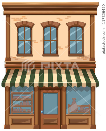 Charming Two-Story Storefront Illustration Charming Two-Story Storefront Illustration 117836430