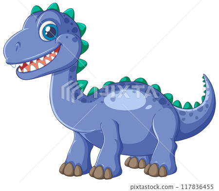 Cute Blue Dinosaur Illustration 117836455