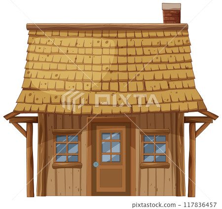 Rustic Wooden House Illustration 117836457