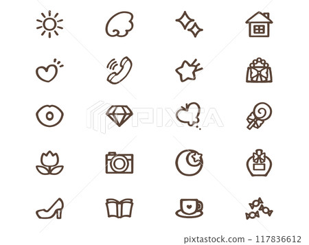 .Illustration material of cute doodle-style emoji icon set② .Illustration material of cute doodle-style emoji icon set② 117836612