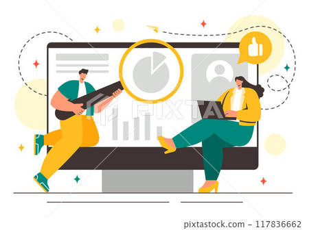 VOIP or Voice Over Internet Protocol Vector Illustration with Telephony Scheme Technology and Network Phone Call Software in Flat Background 117836662