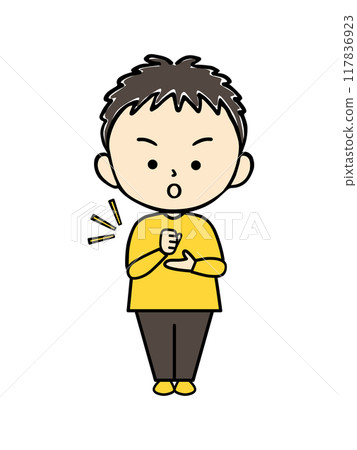 The boy claps his hands in understanding. The boy claps his hands in understanding. 117836923