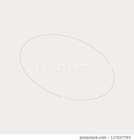 簡單時尚的米色方形背景上的細線橢圓形框架 117837765