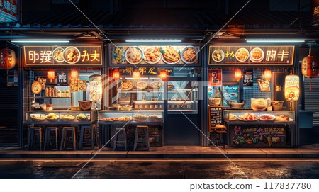 Street food market scene Street food market scene 117837780