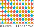 [Background material] Argyle check pattern 70, white background (light blue, orange, green, red) 117837792
