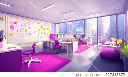 Vibrant startup workspace with creative decor Vibrant startup workspace with creative decor 117837875