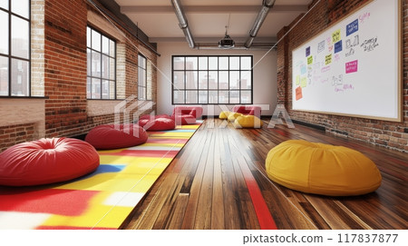 Vibrant startup workspace with creative decor 117837877