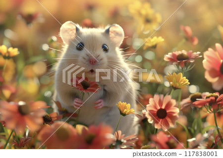 Hamster in a cosmos field 117838001