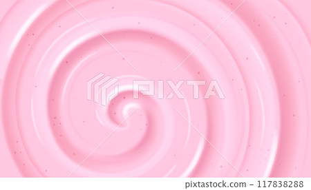 Strawberry yogurt top view. Pink milk ripple wave 117838288