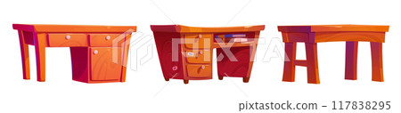 Office desks set isolated on white background Office desks set isolated on white background 117838295