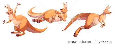 Cute funny kangaroo cartoon character Cute funny kangaroo cartoon character 117838300