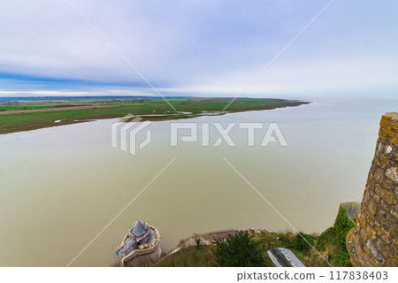View of the opposite shore from Mont Saint-Michel, France 117838403