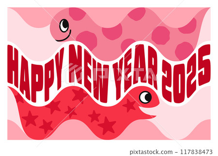 Snake Neku New Year's card 2025 Year of the Snake Funky Pink Landscape border Postcard size Snake Neku New Year's card 2025 Year of the Snake Funky Pink Landscape border Postcard size 117838473