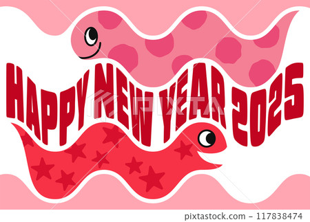 Snake Neku New Year's card 2025 Year of the Snake Funky Pink Landscape Postcard size Snake Neku New Year's card 2025 Year of the Snake Funky Pink Landscape Postcard size 117838474