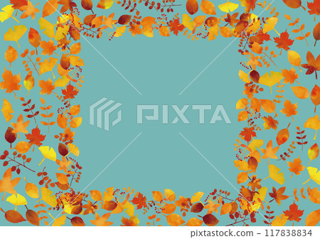 Scandinavian style fallen leaves patterned frame 117838834