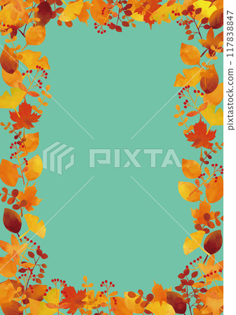 Scandinavian style fallen leaves frame 3 vertical 117838847