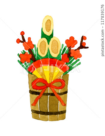 松竹梅花松樹手繪水彩插畫素材/新年賀卡素材 松竹梅花松樹手繪水彩插畫素材/新年賀卡素材 117839176