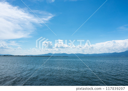 Summer Lake Biwa and summer sky copy space 117839207