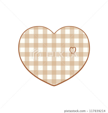 Gingham Check Heart - Natural 117839214