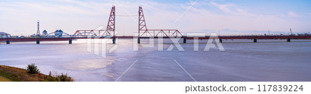A lift bridge bathed in the morning sun - Chikugo River Lift Bridge, Morotomi, Saga City "The border between Saga and Fukuoka prefectures" A lift bridge bathed in the morning sun - Chikugo River Lift Bridge, Morotomi, Saga City "The border between Saga and Fukuoka prefectures" 117839224