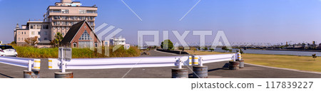 Scenery around the lift bridge: Chikugo River Lift Bridge, Morotomi, Saga City "The border between Saga and Fukuoka prefectures" 117839227