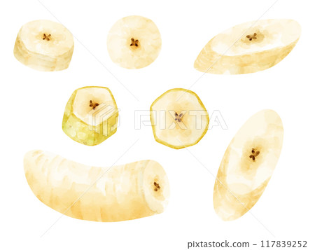 水彩畫切香蕉的插圖集 水彩畫切香蕉的插圖集 117839252