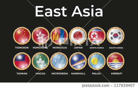 flags of world countries in a 3D circular frame 117839407