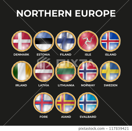 flags of world countries in a 3D circular frame 117839421
