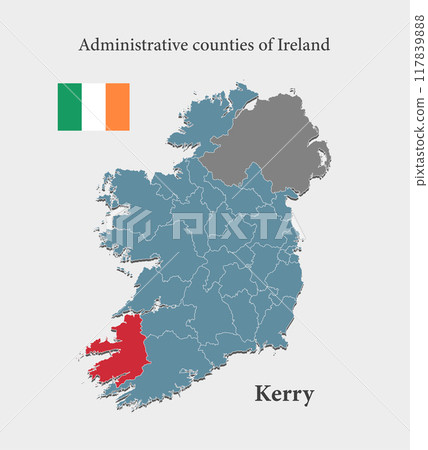 Vector map Ireland, county Kerry 117839888