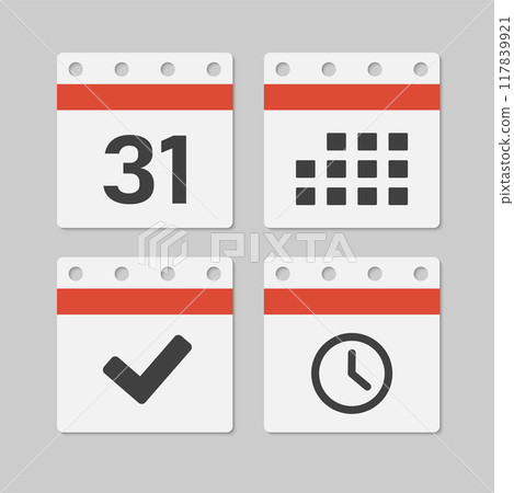 Icon page calendar - 13 day, agenda, timer, done Icon page calendar - 13 day, agenda, timer, done 117839921