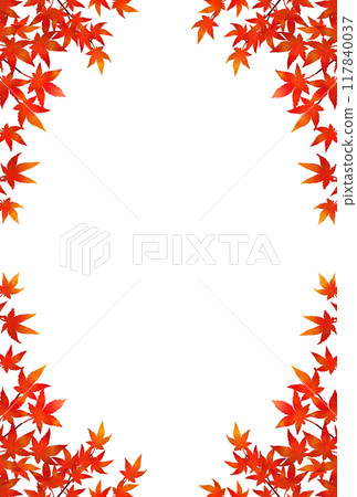 Autumn leaves frame, white background, transparent, vertical Autumn leaves frame, white background, transparent, vertical 117840037