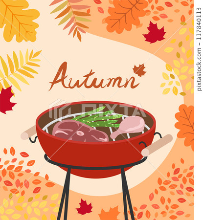 the season of fall, the autumn season, bbq 117840113
