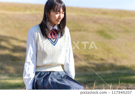 Pensive High School Girl Pensive High School Girl 117840207