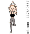 Woman doing yoga tree pose 117840337