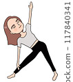 Woman doing yoga triangle pose 117840341