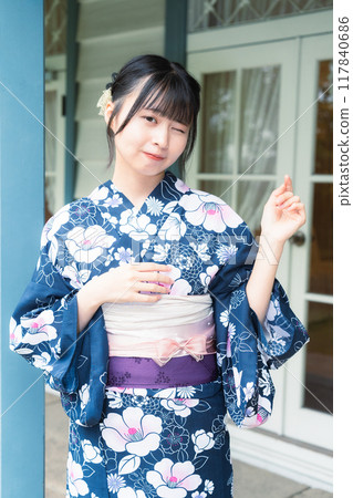 倉敷常春藤浴衣的美麗女孩 倉敷常春藤浴衣的美麗女孩 117840686