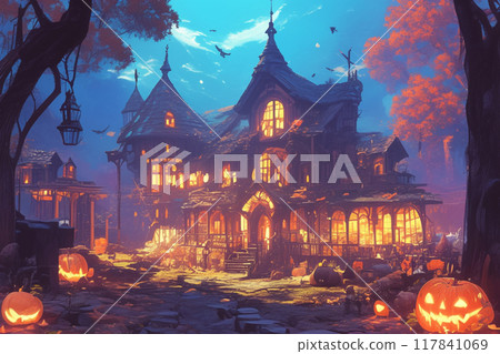 Halloween spooky house Halloween spooky house 117841069