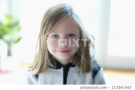 Portrait of a cute blonde girl, face close-up 117841487