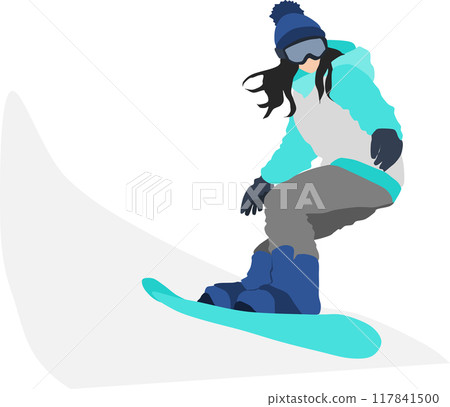 冬天在雪山滑雪的女子插畫 冬天在雪山滑雪的女子插畫 117841500