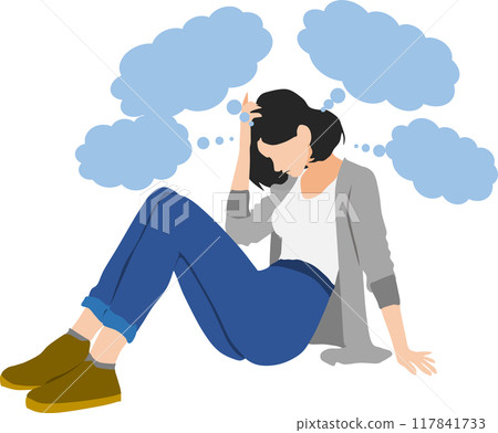 Illustration of a woman thinking Illustration of a woman thinking 117841733