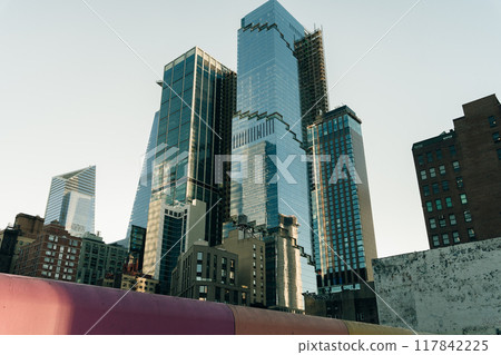 skyscrapers near bella abzug park. new york, usa - may 2th 2023 117842225