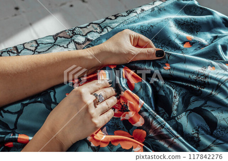 Interior Decor - Promoting fabric designs for use in home furnishings, curtains, or decorative element 117842276