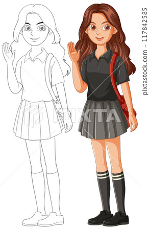 Student Waving Hello Student Waving Hello 117842585